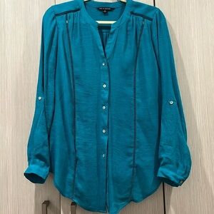 NEW Zac & Rachel | Teal Rayon Button Down Blouse | Women's Teal | Small | NWOT
